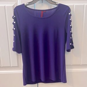 Love Scarlett Dark Purple 3/4 Cut Out Sleeve Top Blouse Sz M